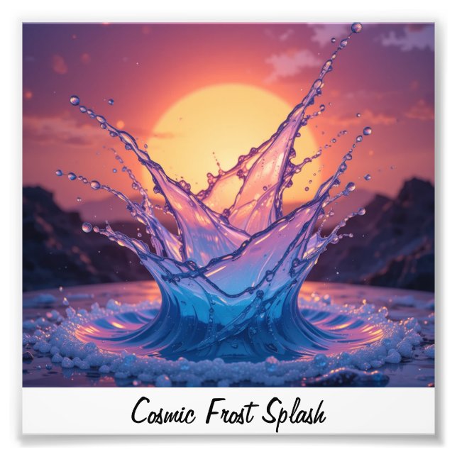 Sunset crystal liquid bursts over a galaxy sky, ed fototryck (Framsidan)