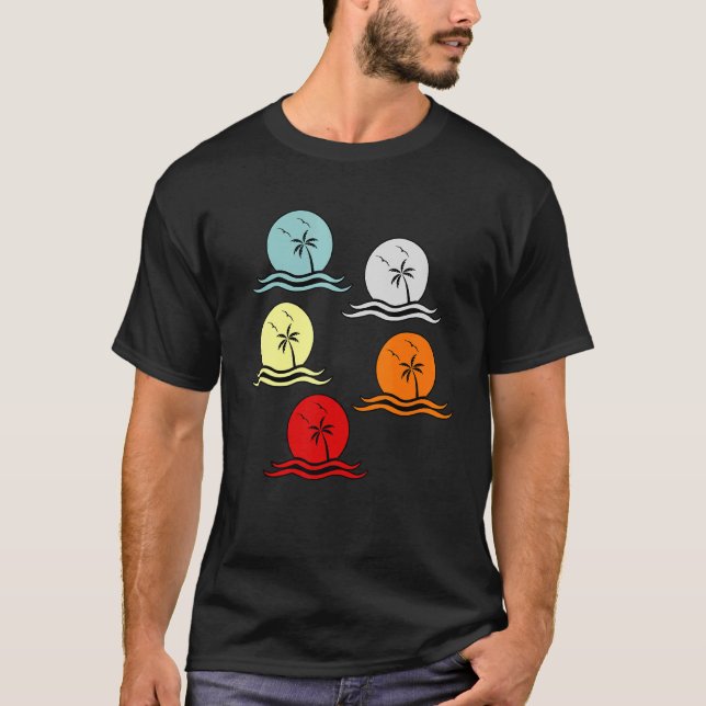 Sunset Curve Handflatan Träd T Shirt (Framsida)
