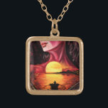 Sunset Dam Necklace Guldpläterat Halsband<br><div class="desc">Nekklamrar med romsk solnedgångsvanel - Kärlek-drömmar - MIGNED-färggrafik - Välj / lägg till din unika text / Namn / Färg - Gör din Speciella halsfärgsgåva - Ändra storlek och flytta eller ta bort och lägg till inslag / text med anpassning verktyg! Målning och design efter MIGNED. Se mina andra projekt/målningar....</div>
