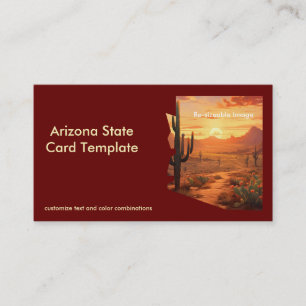Sunset Desert Arizona Karta State Affärskort Visitkort