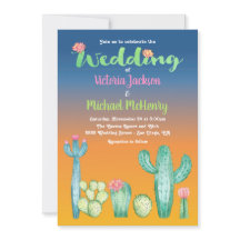 Sunset Desert Cactus Wedding bjudande