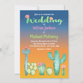 Sunset Desert Cactus Wedding bjudande Inbjudningar