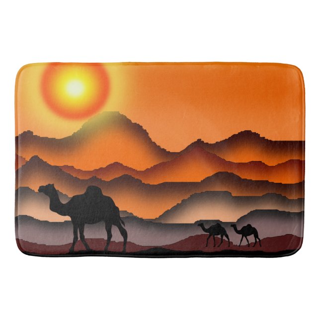 Sunset Desert Camels Bath Mat Badrumsmatta (Framsidan)
