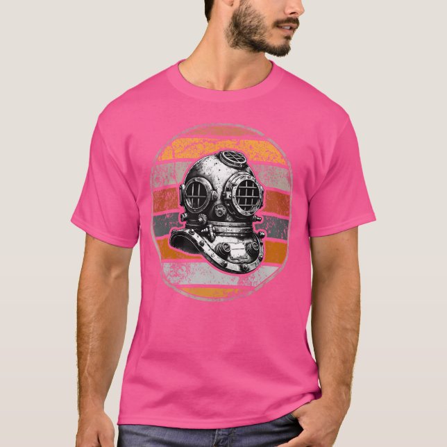 Sunset Dive Helmet Funny Dyka T Shirt (Framsida)