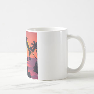 Sunset Dolphin och Surfer Tropical Beach Coffee Mu Kaffemugg