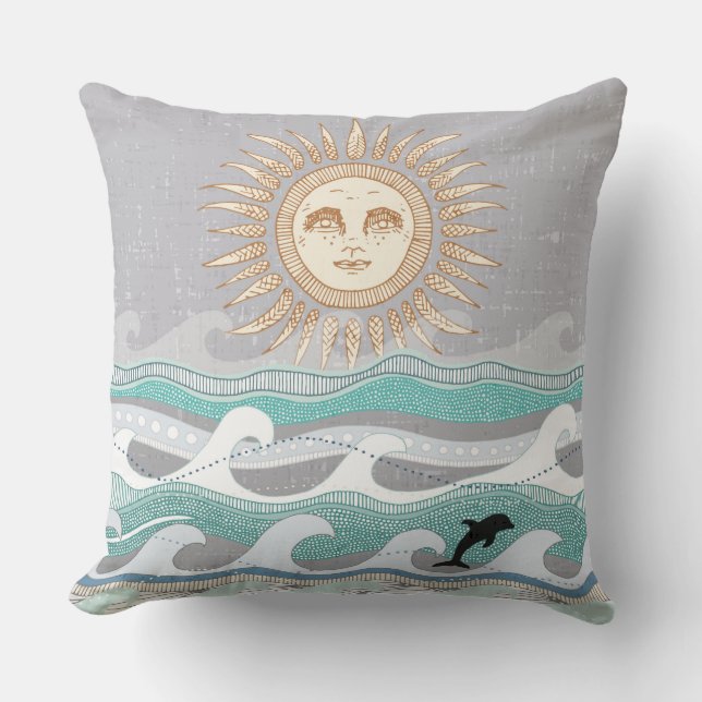 sunset dolphin vinkarare kudde (Framsida)