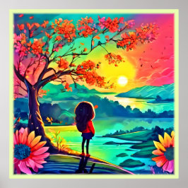 Sunset Dreamer vid floden Poster