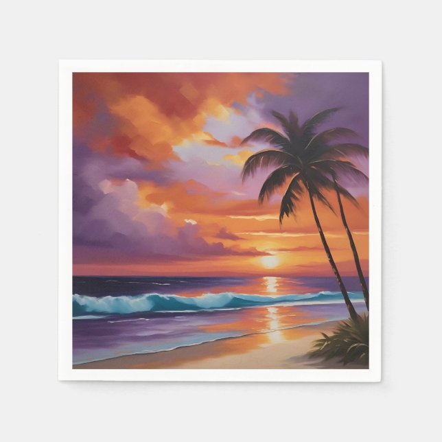 Sunset Dreams Tropical Beach Pappersservett (Framsidan)