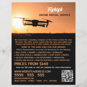 Sunset Drone Silhouette, Drone Rental Company Reklamblad