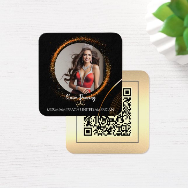 Sunset Dust QR Code Photo Profile Card Fyrkantigt Visitkort (Skivbord)