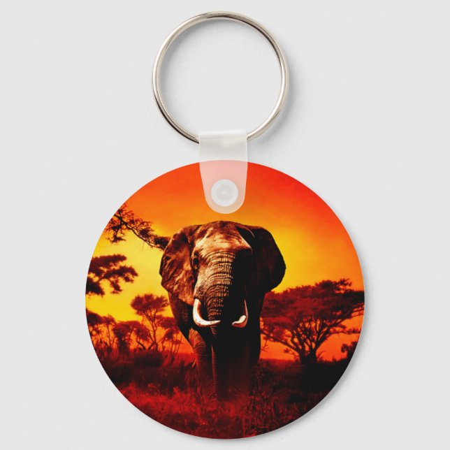 Sunset Elephant Nyckelring (Framsida)