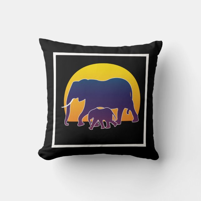 Sunset Elephants Kudde (Framsida)