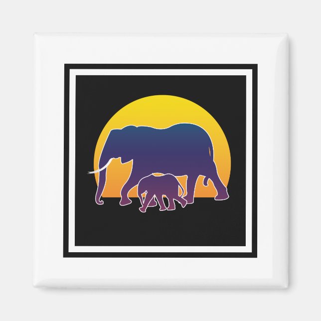 Sunset Elephants Magnet (Framsidan)