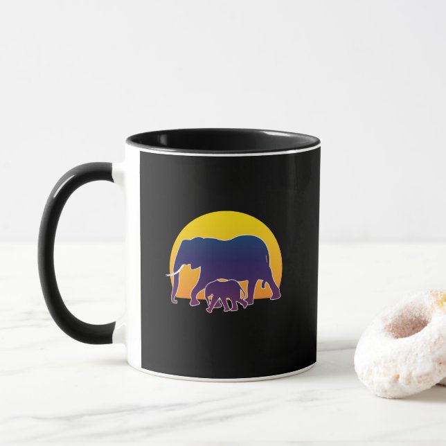Sunset Elephants Mugg (Med munk)