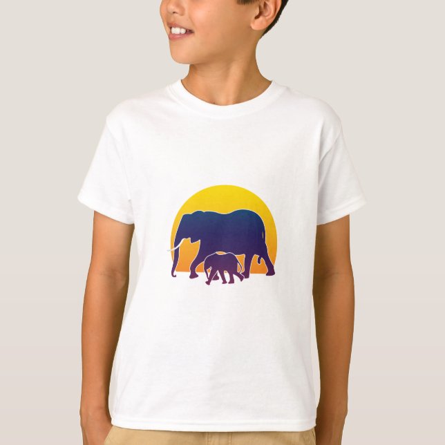Sunset Elephants T Shirt (Framsida)