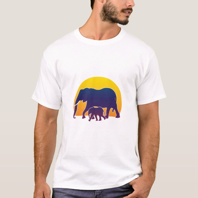 Sunset Elephants T Shirt (Framsida)