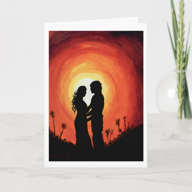 Sunset Embrace Valentine-kortet Helgkort (Framsida)