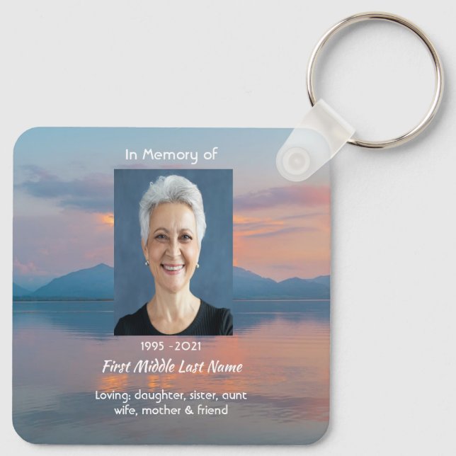 Sunset Evening Sky Dusk Memorial Pocket Keepsake Nyckelring (Baksida)