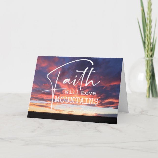 Sunset Faith Mountains Kor Christian Blank Kort (Framsida)