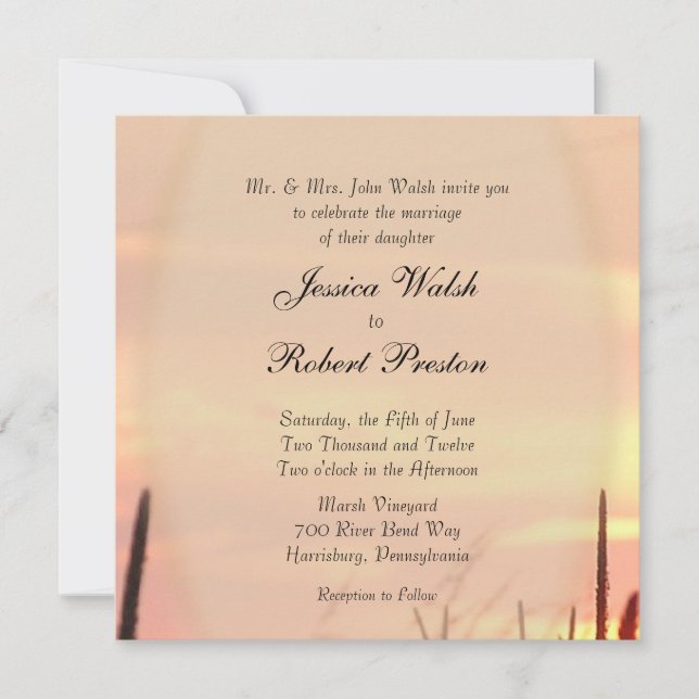 Sunset Fält bröllopsinbjudningar Inbjudningar (Framsida)