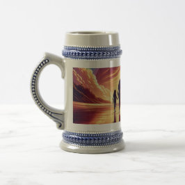 Sunset Family Beach Walk Beer Stein - Mugg