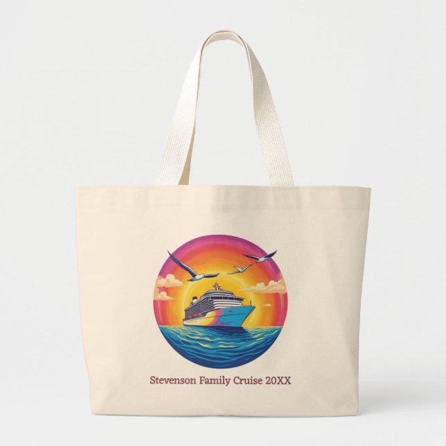 Sunset Family Name Vacation Cruise Ship Keepsake Jumbo Tygkasse (Framsidan)