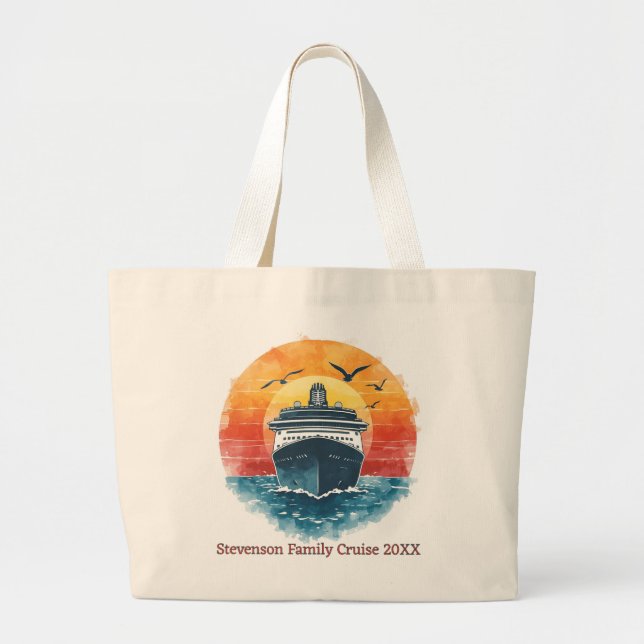 Sunset Family Name Vacation Cruise Ship Keepsake Jumbo Tygkasse (Framsidan)