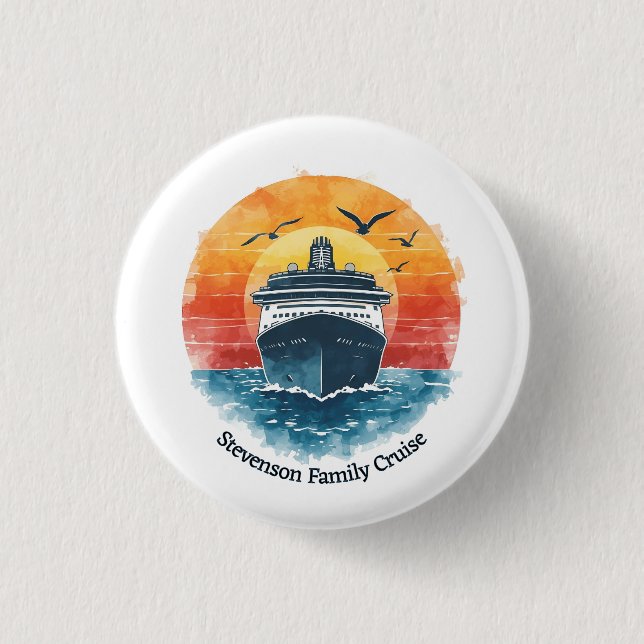 Sunset Family Name Vacation Cruise Ship Keepsake Knapp (Framsida)