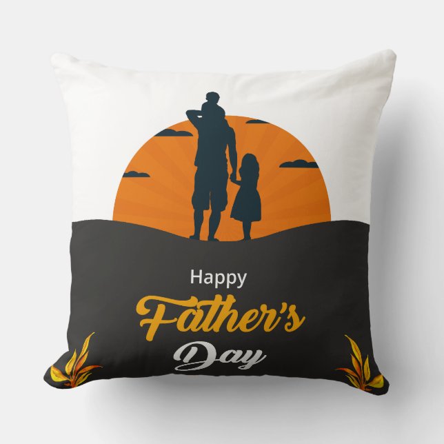 Sunset Family Silhouette with Son and Daughter Thr Kudde (Framsida)