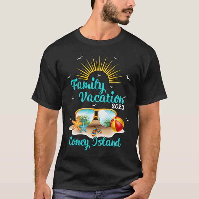 Sunset Family Vacation 2023 New York Coney Island T Shirt (Framsida)