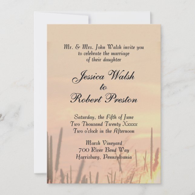Sunset Field Wedding Invitation Inbjudningar (Framsida)