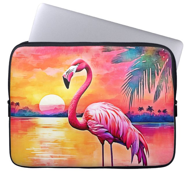Sunset Flamingo Art Design Laptop Fodral (Framsidan)