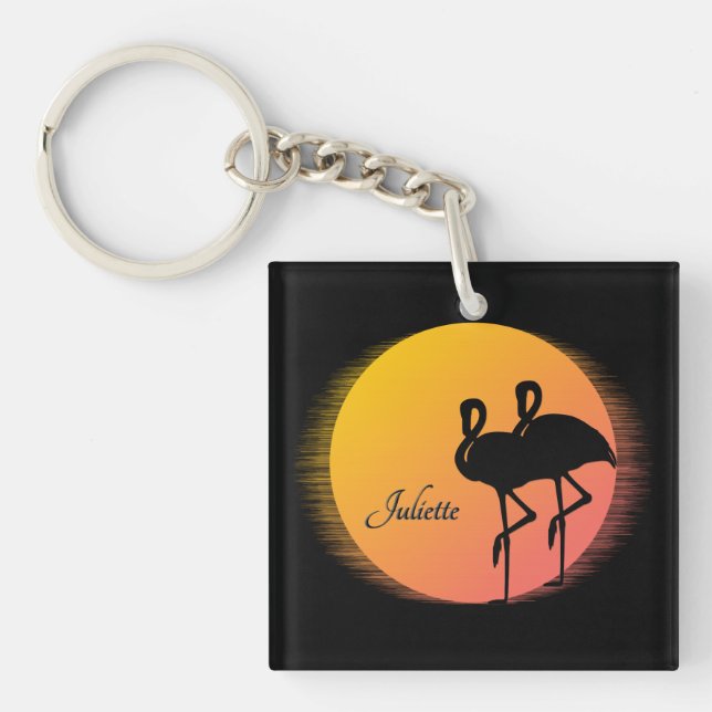 Sunset Flamingos Personal med Namn (Framsidan)