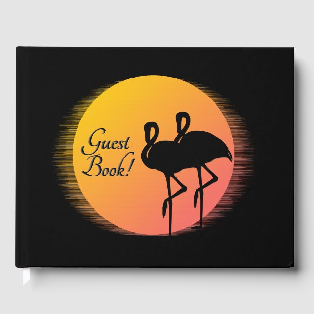 Sunset Flamingos Personal med Namn Gästböcker (Framsida)