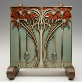 Sunset Flourish Art nouveau Kakelplatta