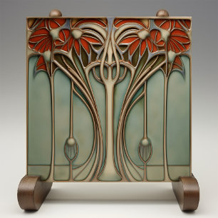 Sunset Flourish Art nouveau Kakelplatta