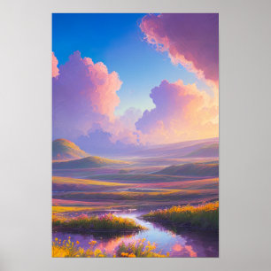 Sunset Flower Fält Poster