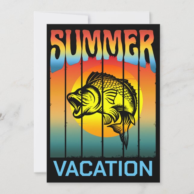 SUNSET FÖR SUNSET FÖR SOMMAVACATION FISKE I HAVET INBJUDNINGAR (Framsida)