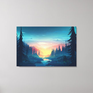 Sunset Forest Premium Wrapped Canvas (glans)