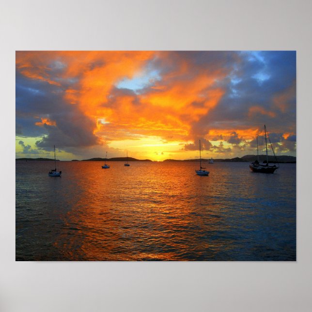 Sunset, Frank Bay, St. John, U.S.Virgin Islands Poster (Framsidan)
