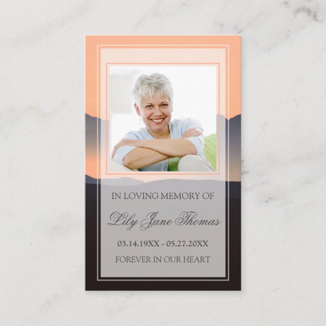 Sunset Funeral Prayer Card |I Loving Memory Visitkort (Framsida)