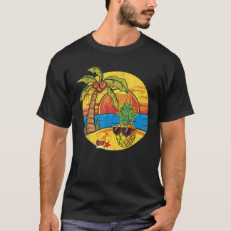 Sunset Funny Pineapple Handflatan Träd Sunglasses  T Shirt