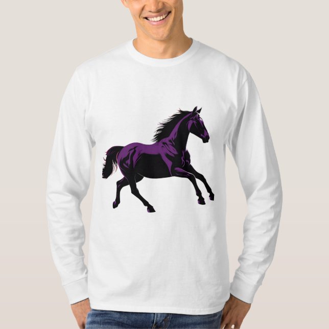 Sunset Galloping Horse + Nature Decor T Shirt (Framsida)