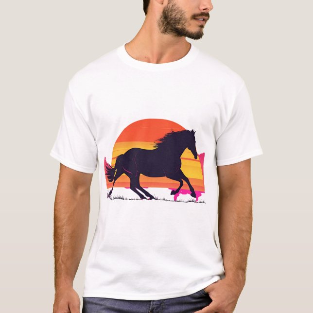 Sunset Galloping Horse Tee - Equestrian Art (Framsida)