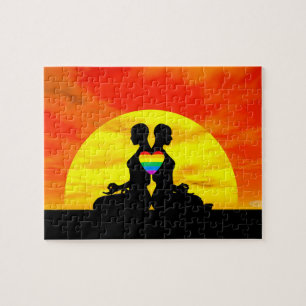 Sunset gay lesbisk kärlek medling pussel