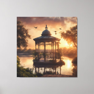 Sunset Gazebo på Sjö Canvastryck