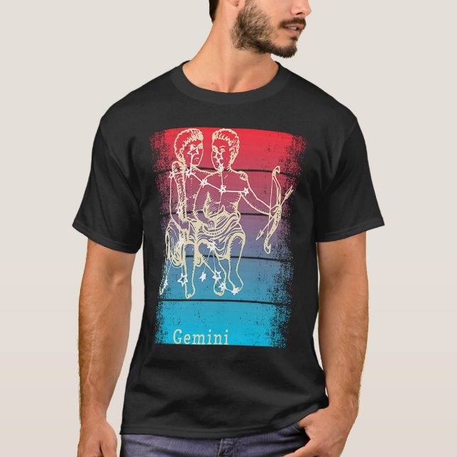 Sunset Gemini Zodiac T Shirt (Framsida)