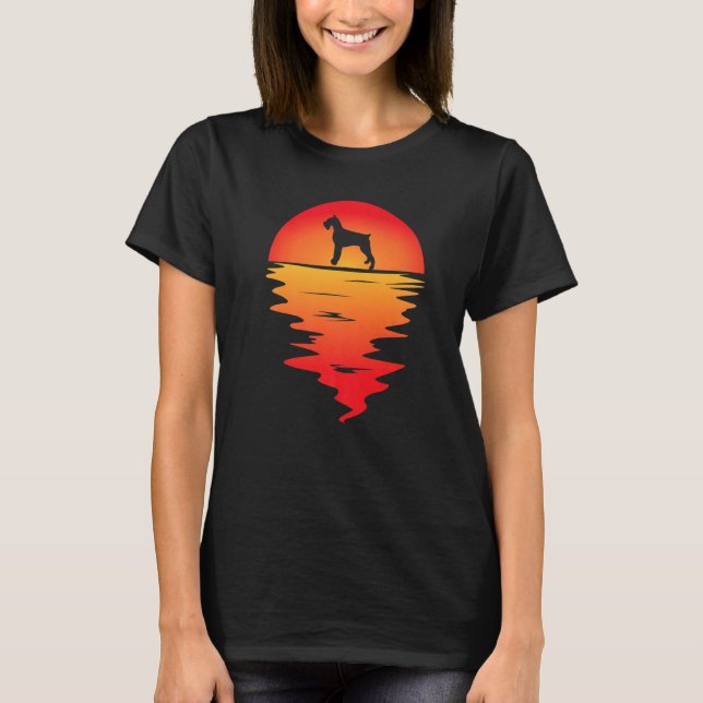 Sunset Giant Schnauzer Hund T Shirt (Framsida)