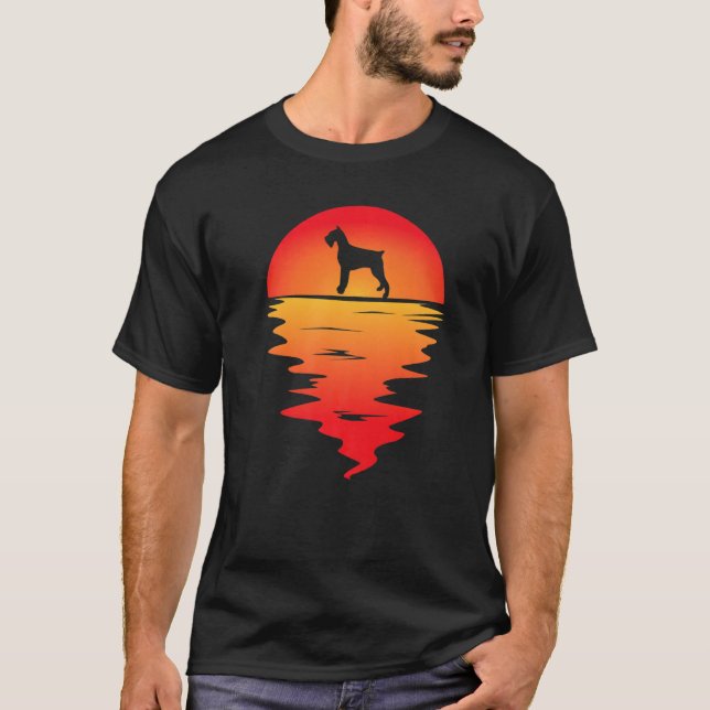 Sunset Giant Schnauzer Hund T Shirt (Framsida)