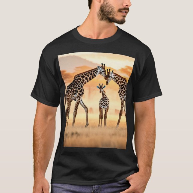 Sunset Giraffes T-Shirt Design" (Framsida)
